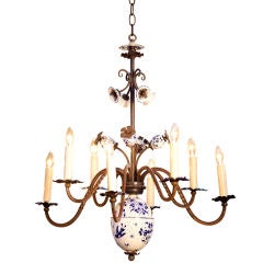 Charming delft chandelier with "bird" motif