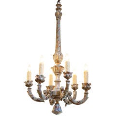Vintage overpainted carved wood chandelier