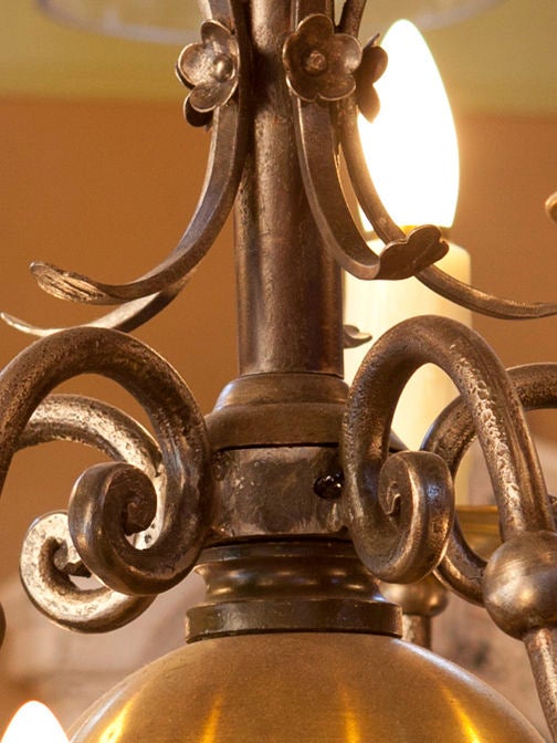 Mid-20th Century Vintage iron and brass Flemish chandelier