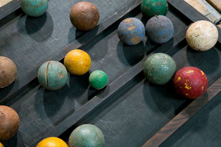 Collection of Twenty Painted Wooden Game Balls at 1stdibs