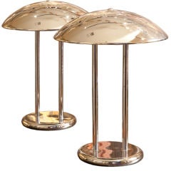 Pair vintage chrome table lamps