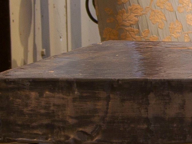 Hand-made store counter with original metal top and two shelves