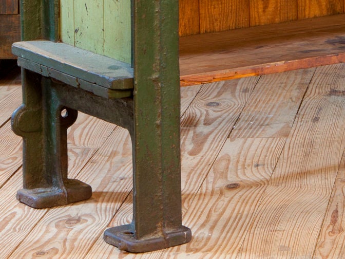 Painted Kitchen Island or Potting Table with Zinc Top and Iron Feet Circa 1920