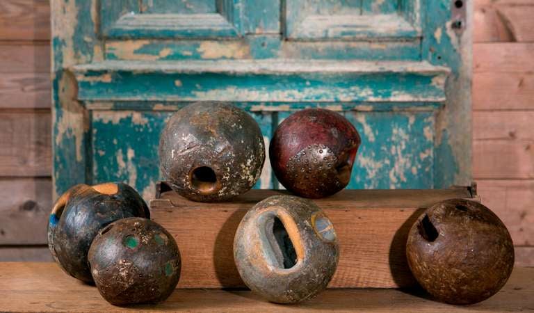 Assorted 19th Century European Iron and Wood Game Balls