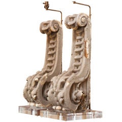 Pair Antique corbels as lamps