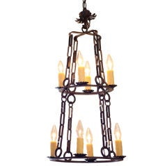 Vintage two-tier iron chandelier