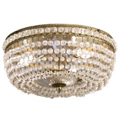 Vintage Crystal Beaded Flushmount Light from Italy