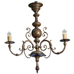 Rare Flemish Three Arm Chandelier