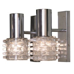 Italian Glass and Chrome Mid-Century Modern Sconces