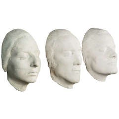 Set of Three Plaster Masks of Human Faces