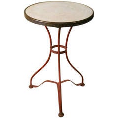 Antique French Iron and Marble Gueridon Bistro Table