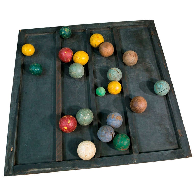 Collection of Twenty Painted Wooden Game Balls at 1stdibs