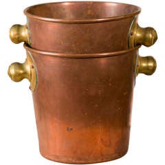 Vintage Pair of Frecnch Copper and Brass Wine Buckets