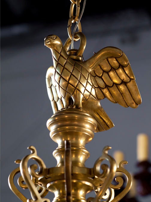 Heavy Bronze Flemish Chandelier with 8 arms and Eagle 2
