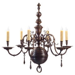 Antique Belgian Flemish chandelier with 6 arms.