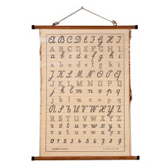 Vintage Alphabet Chart on Wooden Dowels from the Netherlands, circa 1940
