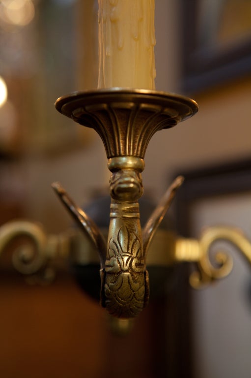 Empire-Style French Empire 4 Arm Brass Chandelier