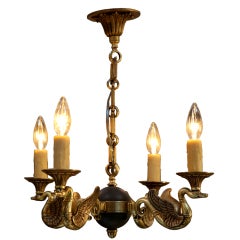 Antique Empire-Style French Empire 4 Arm Brass Chandelier