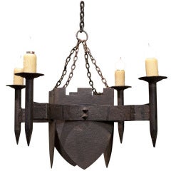 European Medieval Style Simple Iron 4 Arm Shield Light