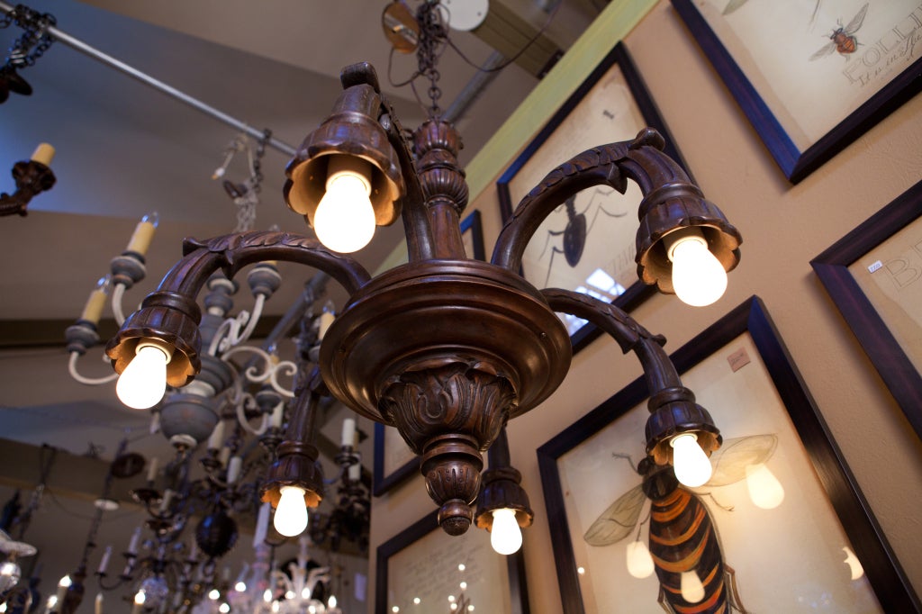 Late Victorian Large Victorian-Style Carved Wood Chandelier