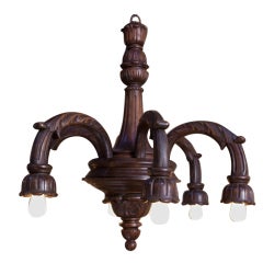 Hand-Carved Victorian Era Antique Wood Chandelier from France 7