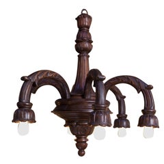 Large Victorian-Style Carved Wood Chandelier