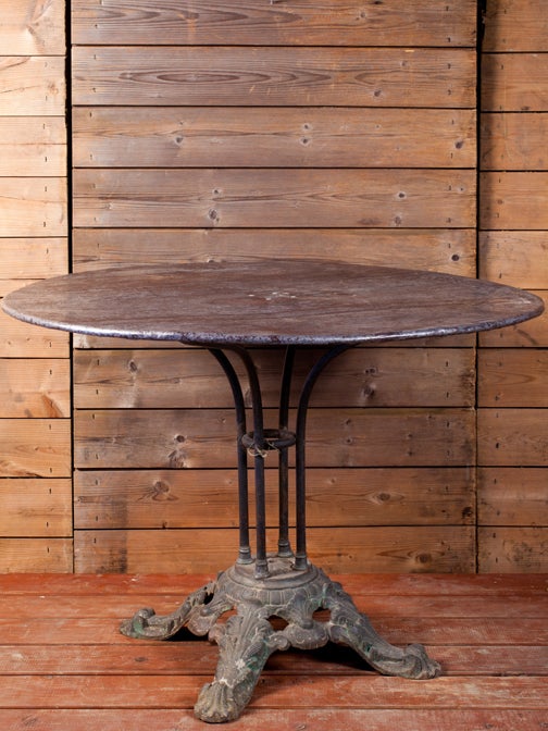 Belle Époque Antique French Iron Table with Cast Iron Base, circa 1890