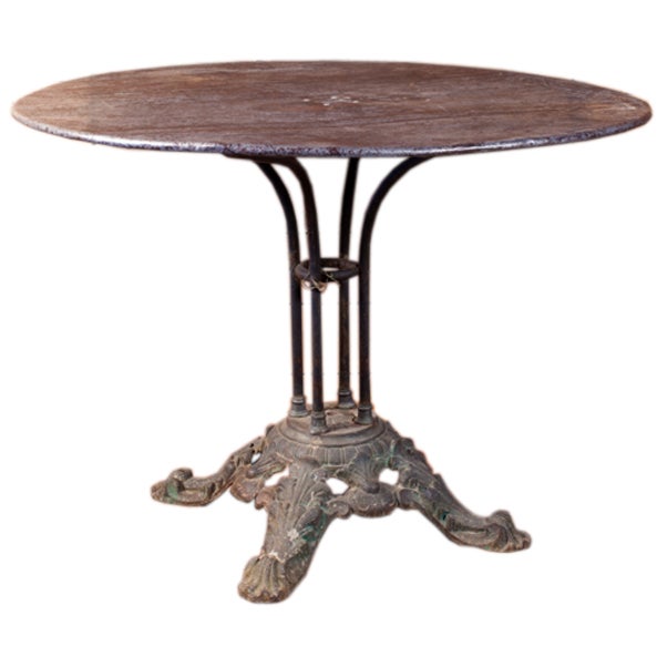 Antique French Iron Table with Cast Iron Base, circa 1890
