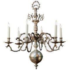 Antique 6-Light Flemish Chandelier with "Silver" Finish