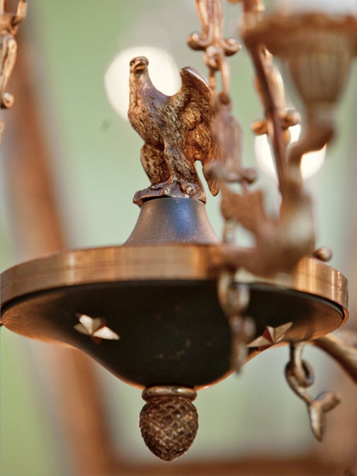Federal Style 3 Arm Brass Light with Eagle 2