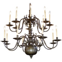 Monumental Flemish Bronze Chandelier with 16 Arms