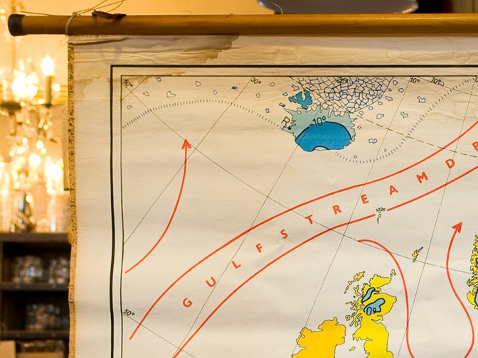 Mid-20th Century Monumental Meteorological Chart of Weather in Europe 'January'