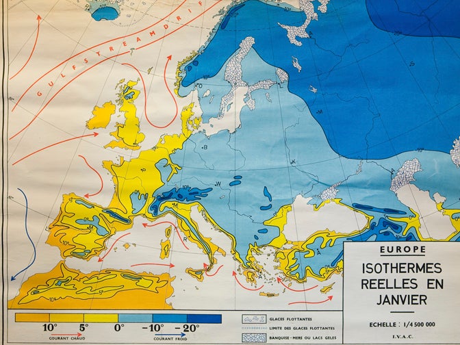 Monumental Meteorological Chart of Weather in Europe 'January' 1