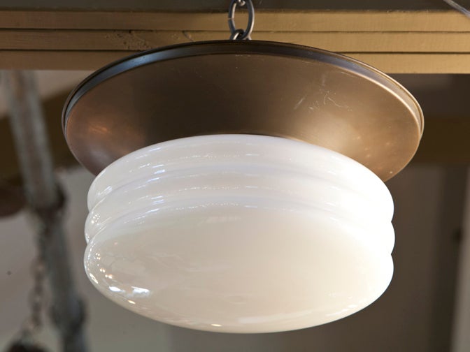 Art Deco Flush Mount Light with Hand Blown Glass