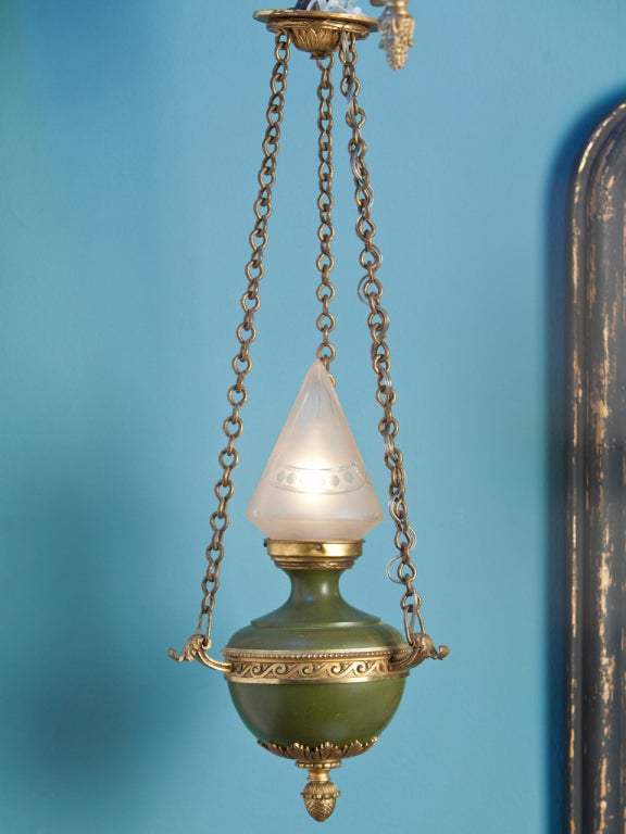 French Antique Empire Style Tole Hall Light