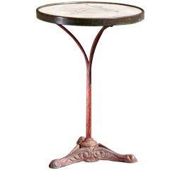 Retro Marble French Bistro Table with cast iron base