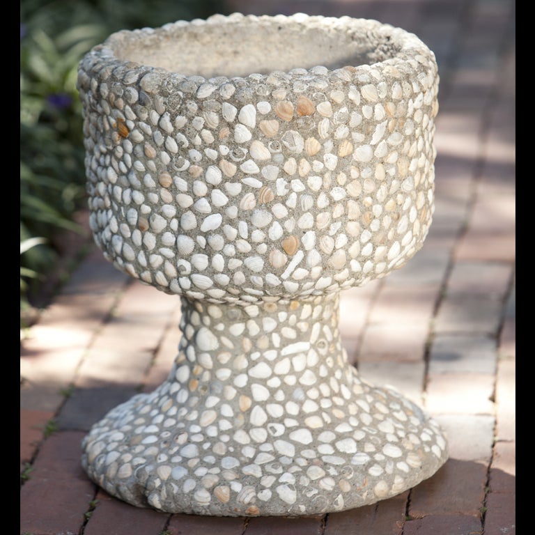Handmade Vintage French Stone and Shell Planter 4