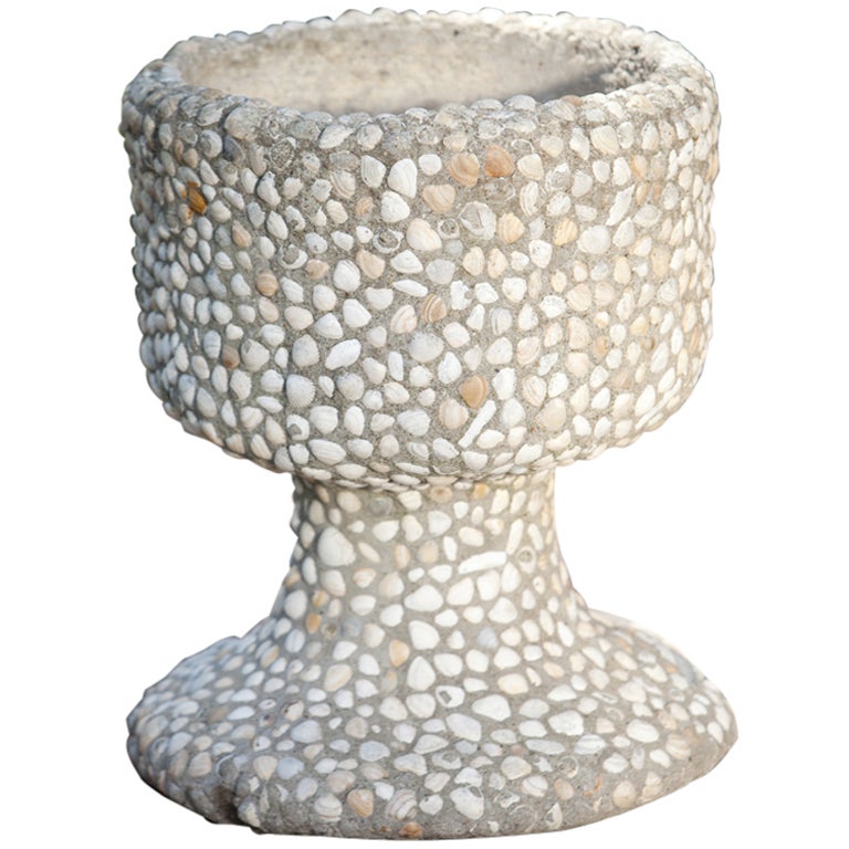 Handmade Vintage French Stone and Shell Planter