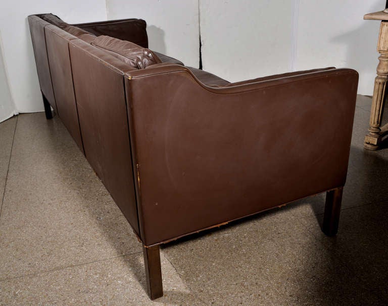 Mid-20th Century Mogensen Dark Chocolate Vintage Leather Sofa