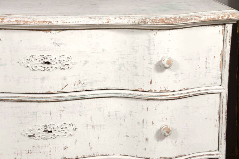 Painted Swedish Baroque Serpentine Commode For Sale