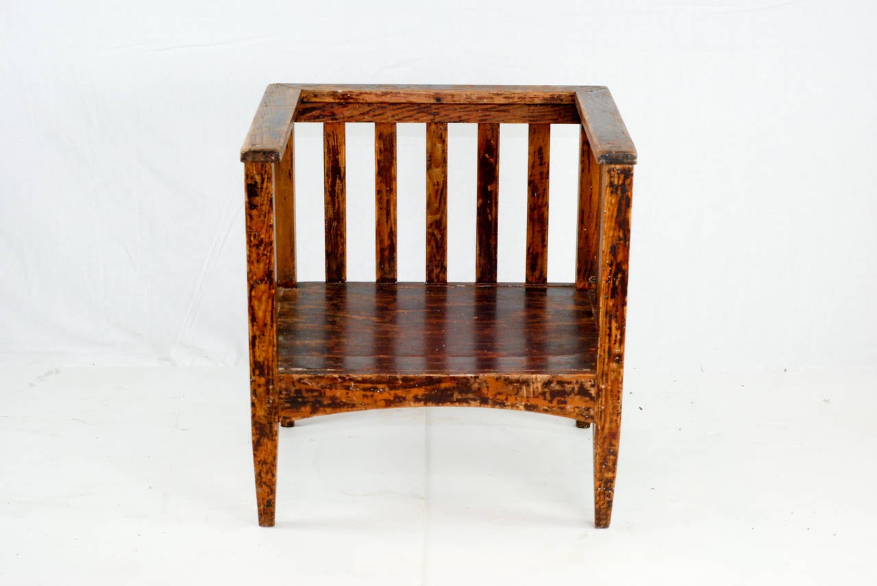 Slatted Wood Cube Chair at 1stDibs