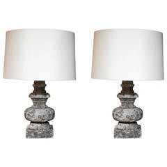 Pair of Carved Stone Table Lamps