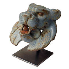 Cast Iron Lion
s Head on Steel Mount