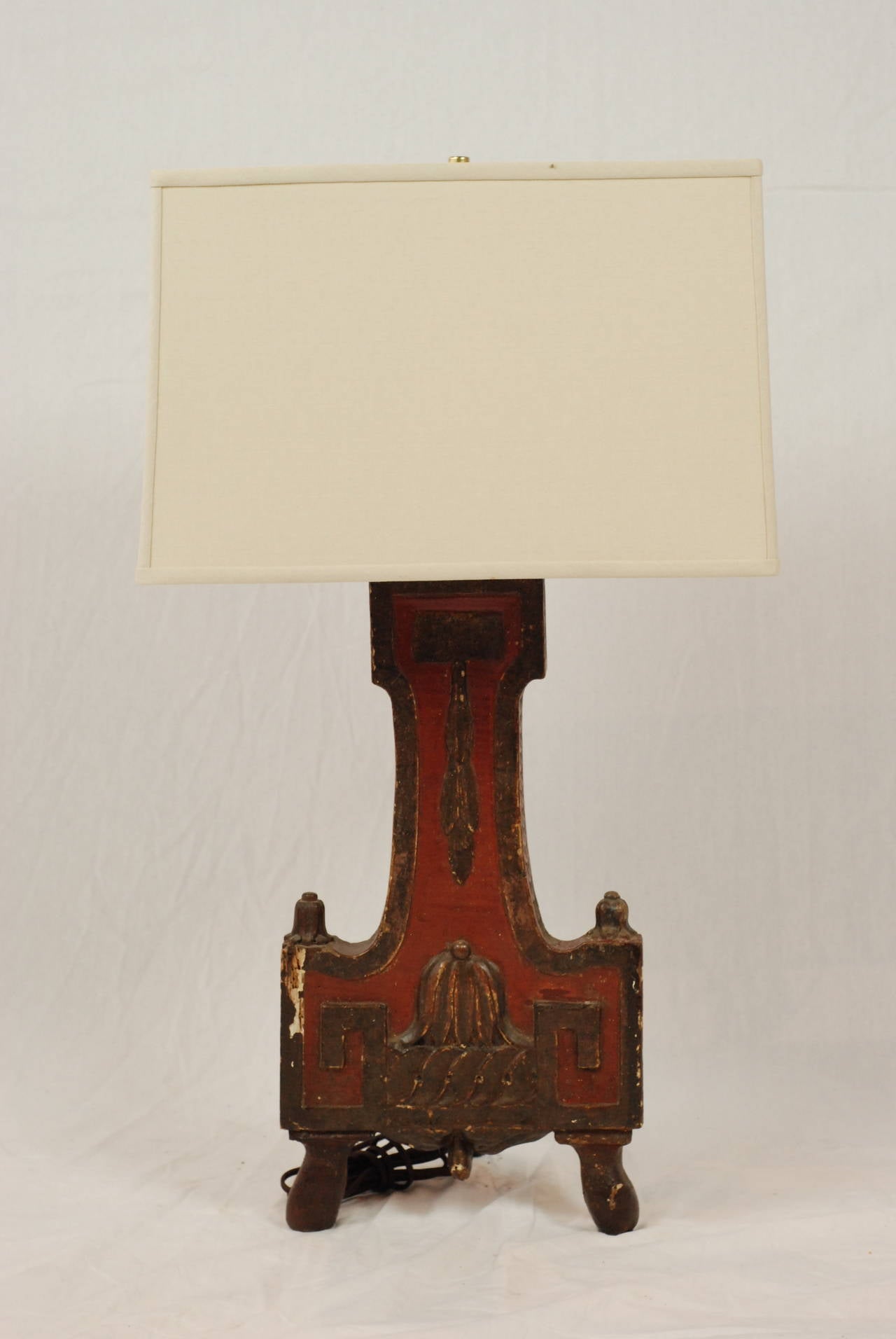 Pair of Carved Wood Fragment Lamps