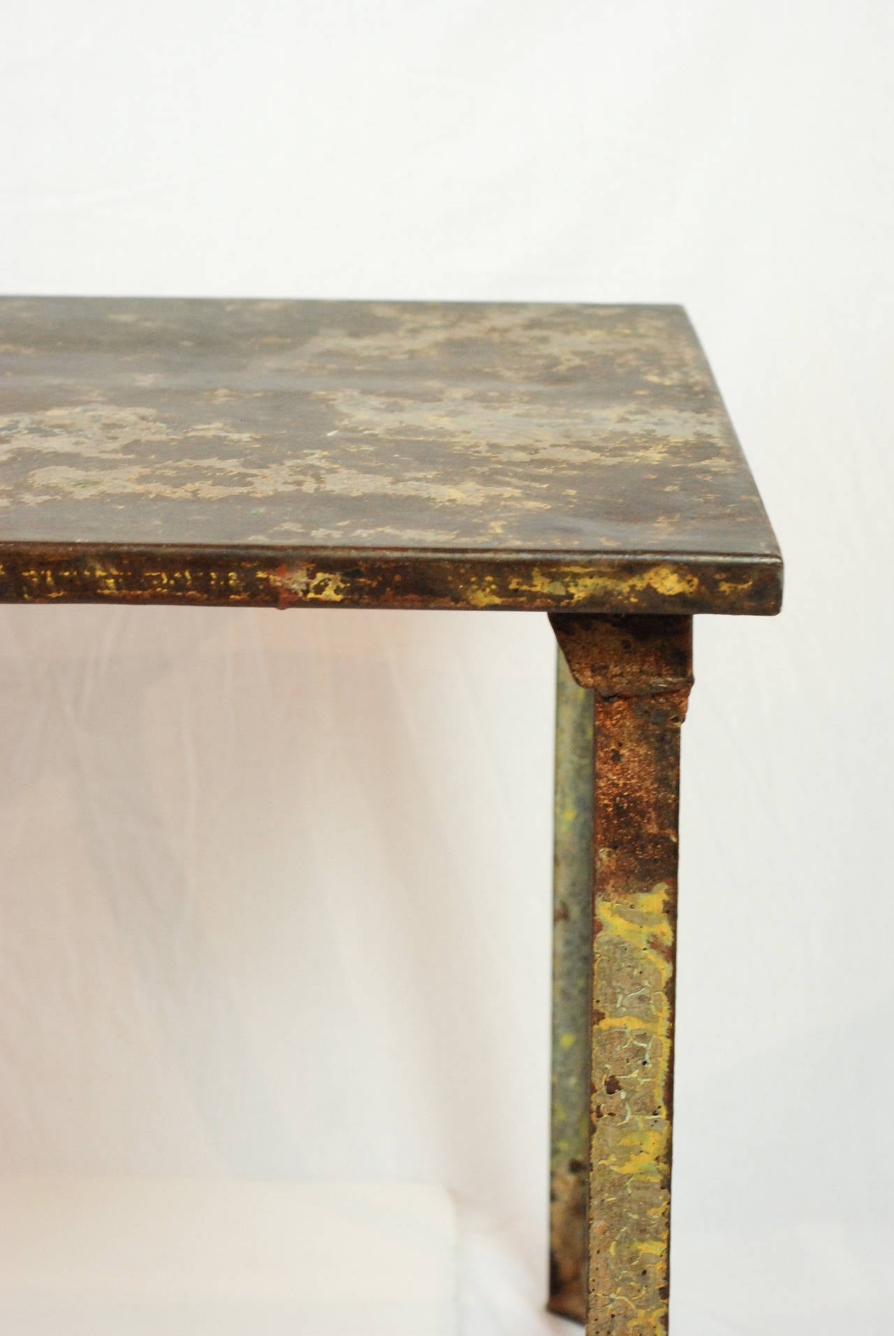 Mid-20th Century Vintage French Iron Military Table For Sale