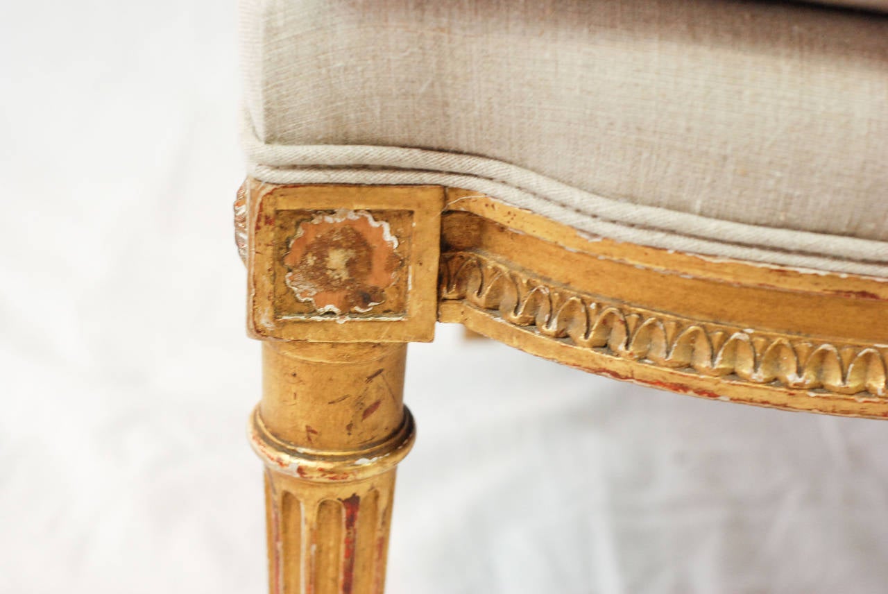 Giltwood Louis XVI Gilded Roundback Armchair