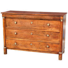 19th c. 3 Drawer Commode with Brass Detailing