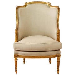 Louis XVI Gilded Roundback Armchair