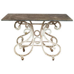 Scrolling Iron Table on Casters