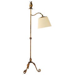Gilded Floor Lamp with Unusual Arm